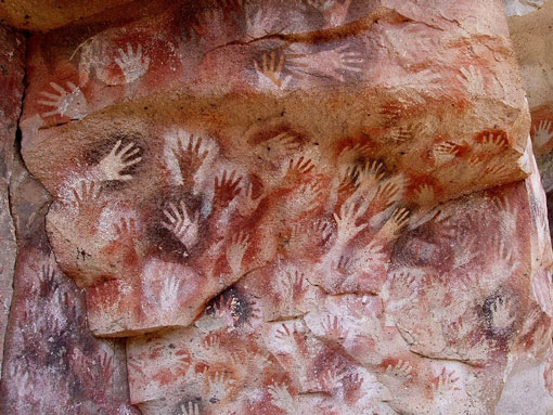 Hands stencilled in a cave 7000 BCE