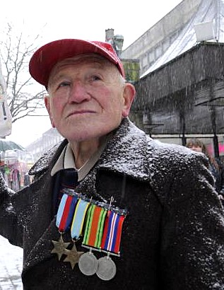 Remembrance - Bertie Lewis proudly wearing his war-time medals